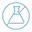 An outline of a laboratory flask inside a circle with a diagonal line crossing through it, symbolizing prohibition or restriction on laboratory activities.