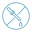 A simple blue icon of a pipette with a droplet, surrounded by a circle and a line through it, indicating "no use" or prohibition.