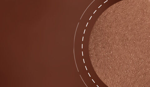 Close-up of a smooth, shimmery bronzer in a warm, brown shade against a blurred background.