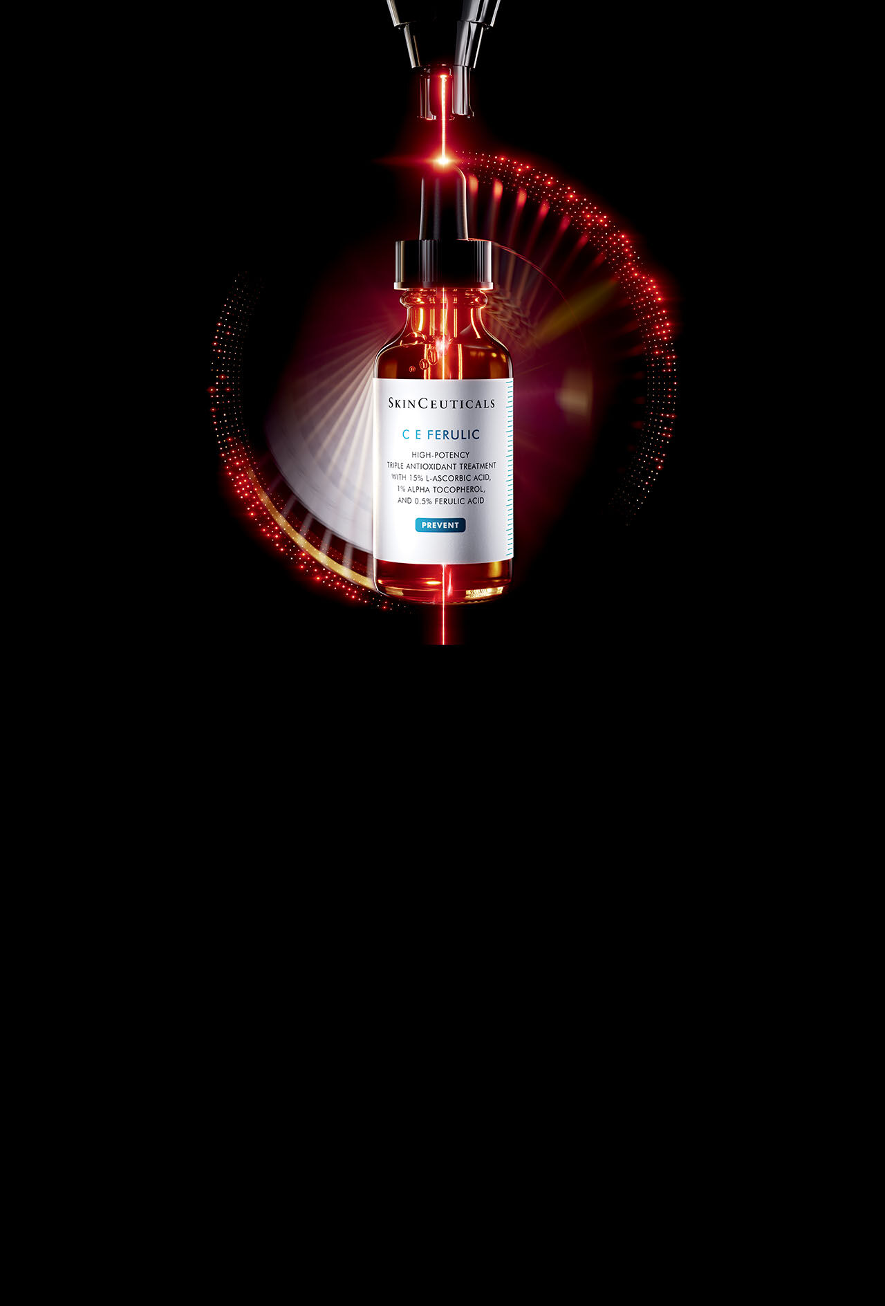 Eine Auswahl an Skinceuticals-Produkten, darunter A.G.E. Interrupter Advanced, CE Ferulic und Advanced Brightening UV Defense, prasentiert vor einem Hintergrund mit Farbverlauf.​