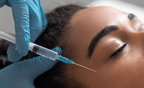 Femme recevant un soin du visage avec application d’une solution a l’aide d’un pinceau.