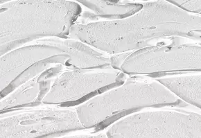 Texture fluide et brillante d'un gel transparent, creant des ondulations sur une surface lumineuse.