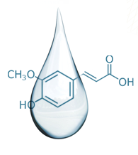 Ein Tropfen Wasser mit chemischer Strukturformel von Ethanol und Methanol daneben.
